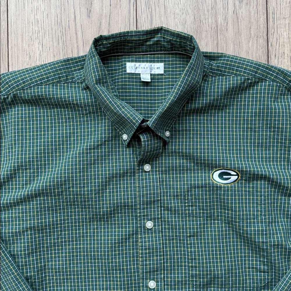 Cutter & Buck Men’s Green Bay Packers Button Down Shirt 2XL Embroidered NFL